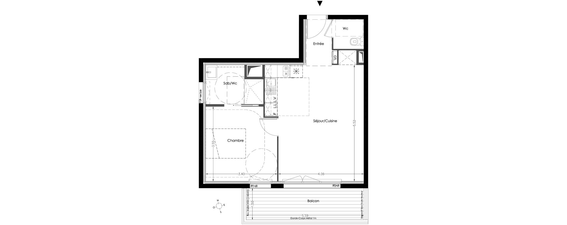 Appartement T2 de 45,60 m2 &agrave; Lormont Centre