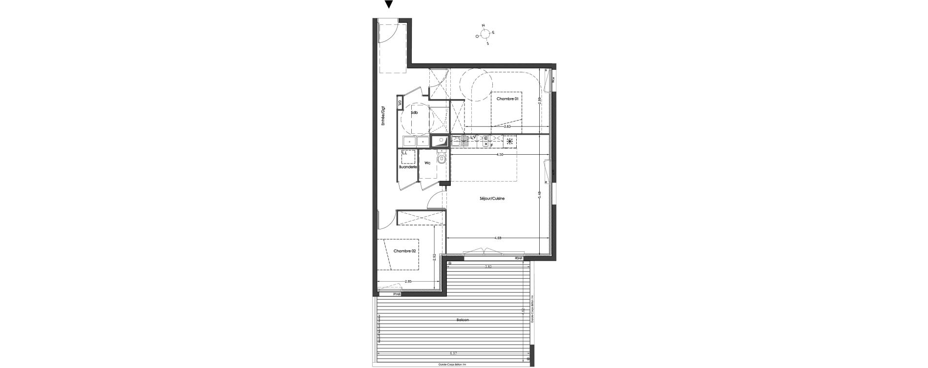 Appartement T3 de 71,65 m2 &agrave; Lormont Centre