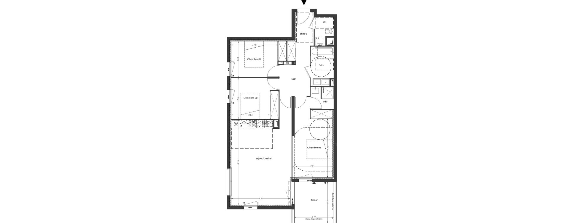 Appartement T4 de 84,80 m2 &agrave; Lormont Centre