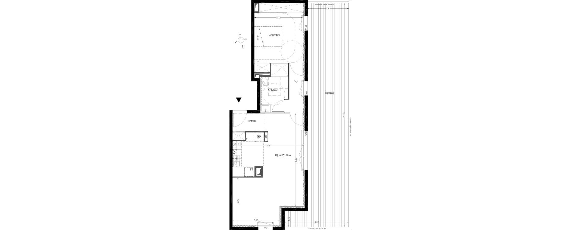 Appartement T2 de 57,60 m2 &agrave; Lormont Centre