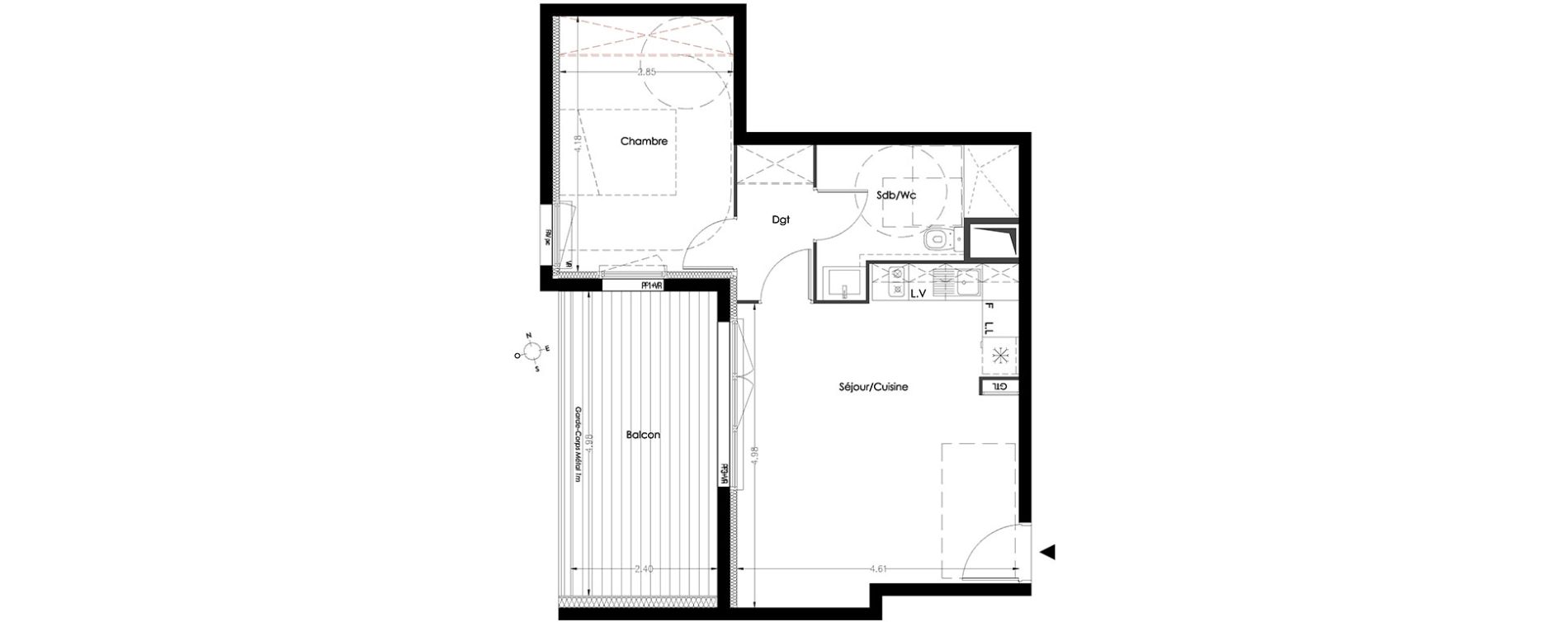 Appartement T2 de 44,70 m2 &agrave; Lormont Centre