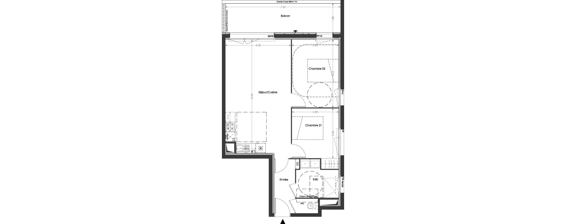Appartement T3 de 59,40 m2 &agrave; Lormont Centre