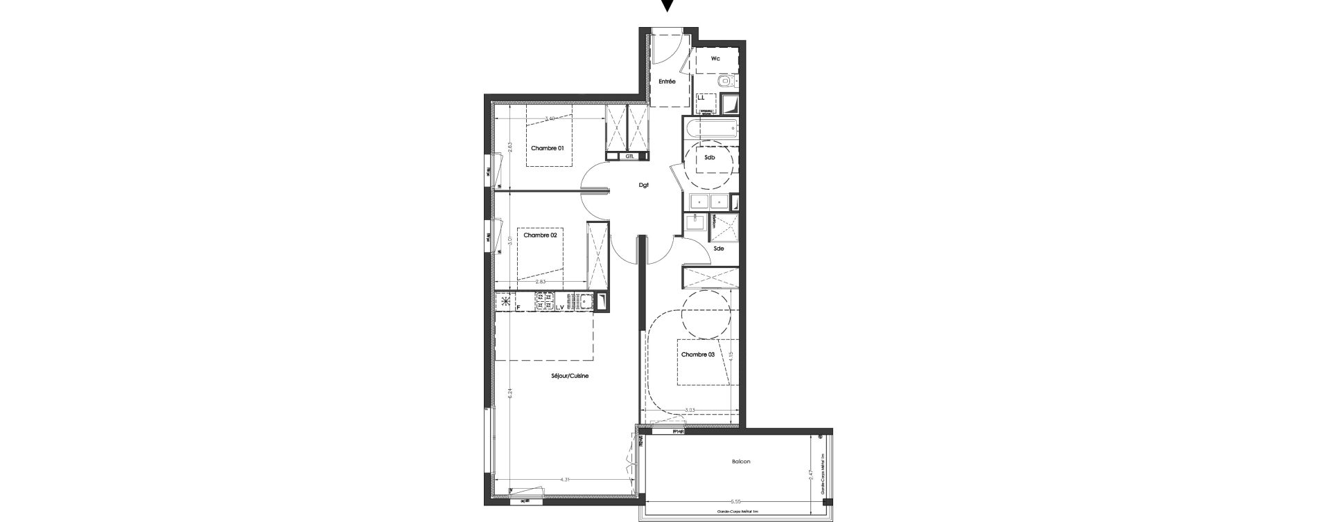 Appartement T4 de 84,90 m2 &agrave; Lormont Centre