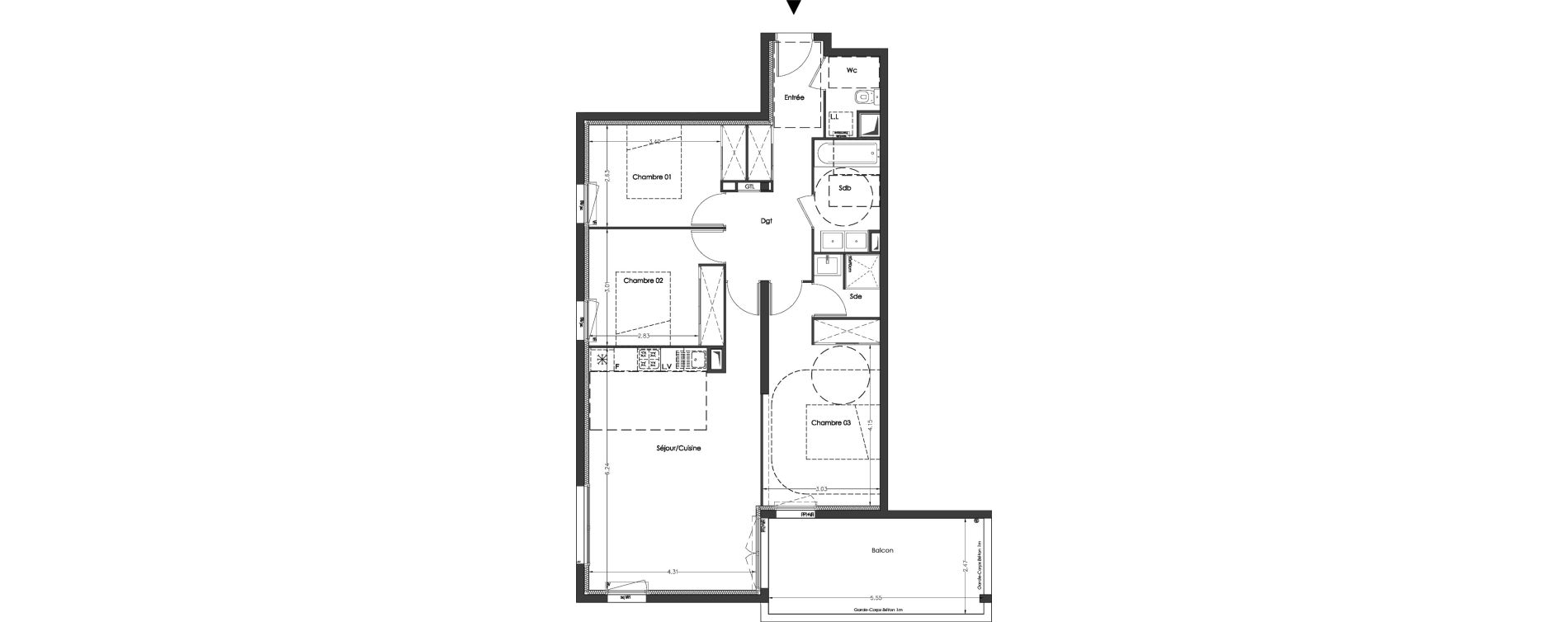Appartement T4 de 84,90 m2 &agrave; Lormont Centre