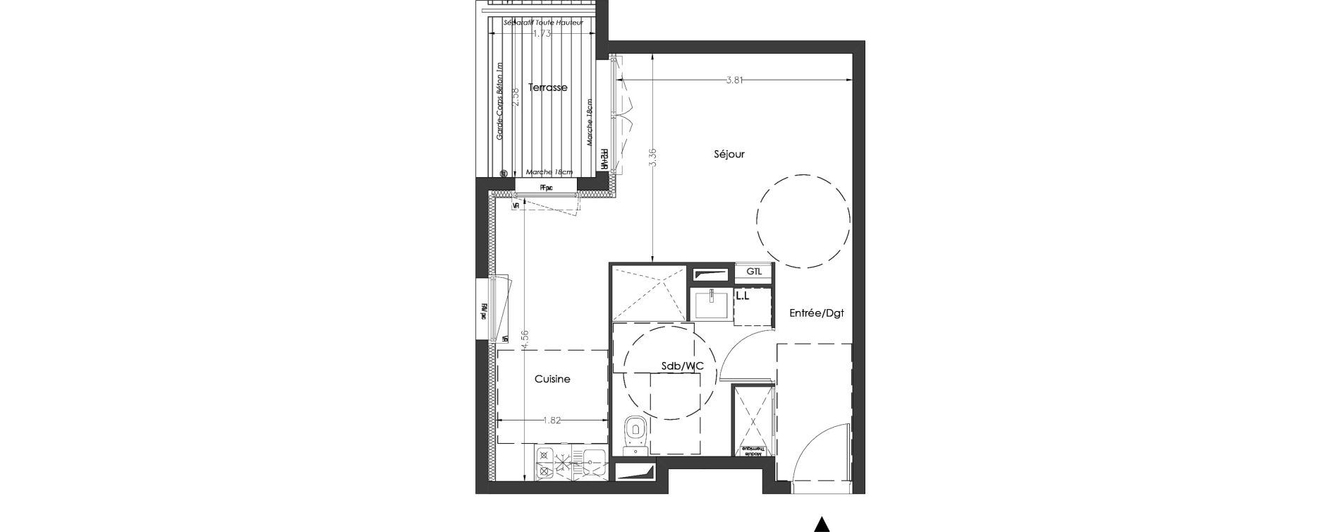 Appartement T1 de 32,90 m2 &agrave; Lormont Centre