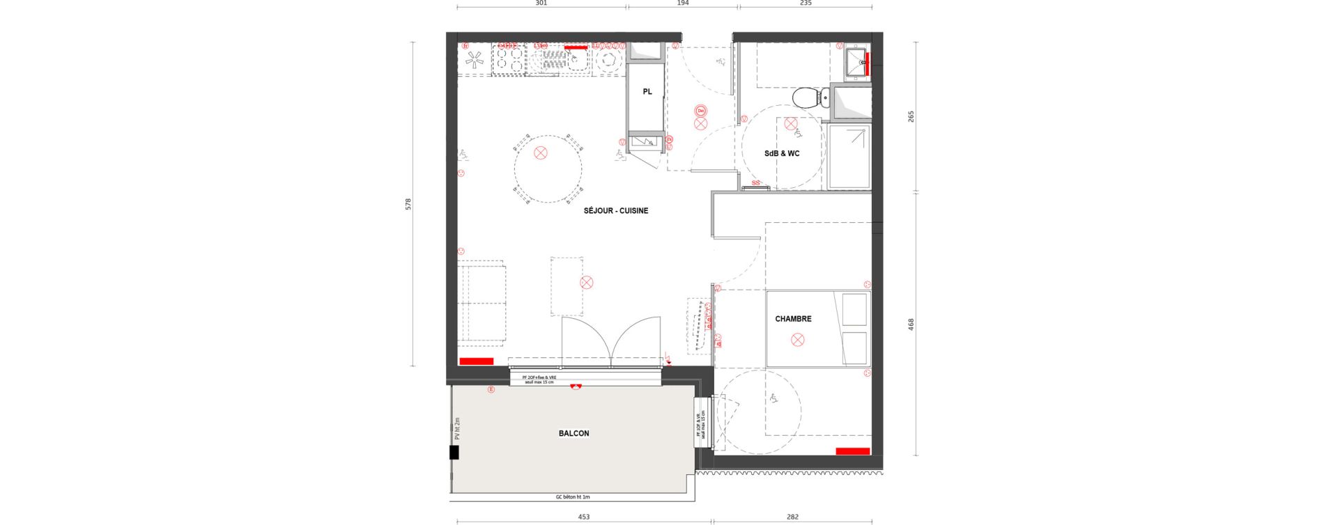 Appartement T2 de 45,80 m2 &agrave; Lormont Les passerelles de garonne