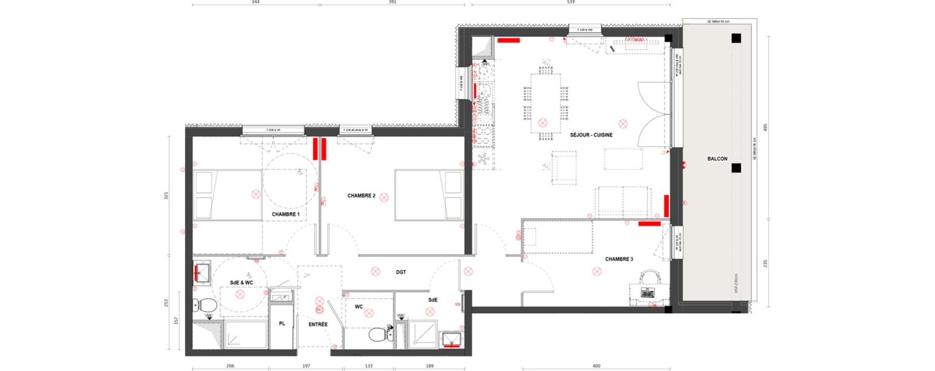 Appartement T4 de 80,10 m2 &agrave; Lormont Les passerelles de garonne