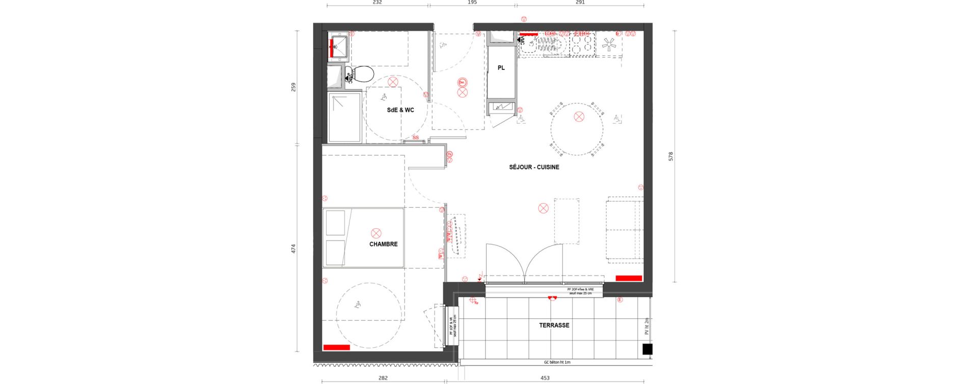 Appartement T2 de 45,60 m2 &agrave; Lormont Les passerelles de garonne