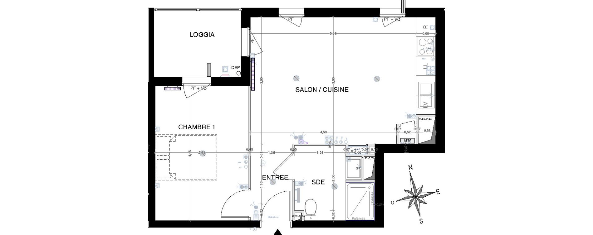 Appartement T2 de 41,80 m2 &agrave; Lormont Bois fleuri