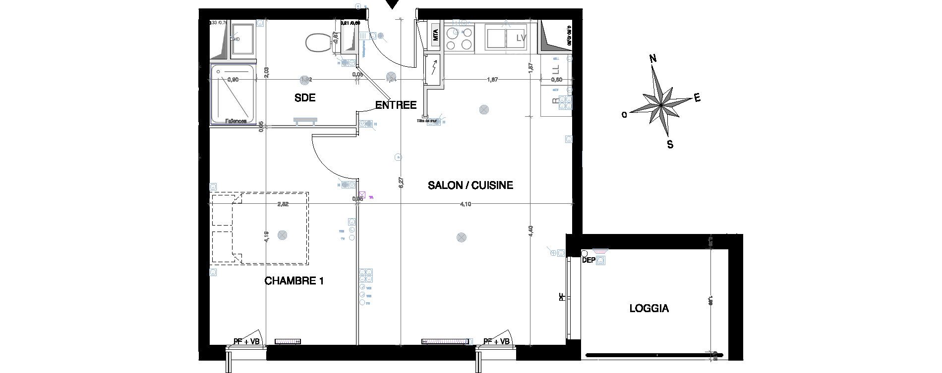 Appartement T2 de 41,70 m2 &agrave; Lormont Bois fleuri