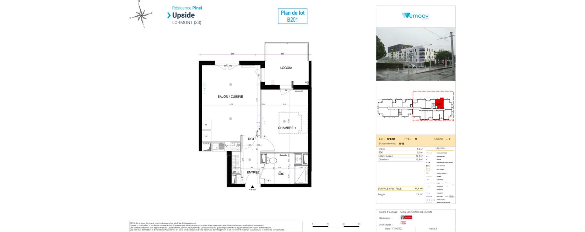 Appartement T2 de 41,40 m2 &agrave; Lormont Bois fleuri