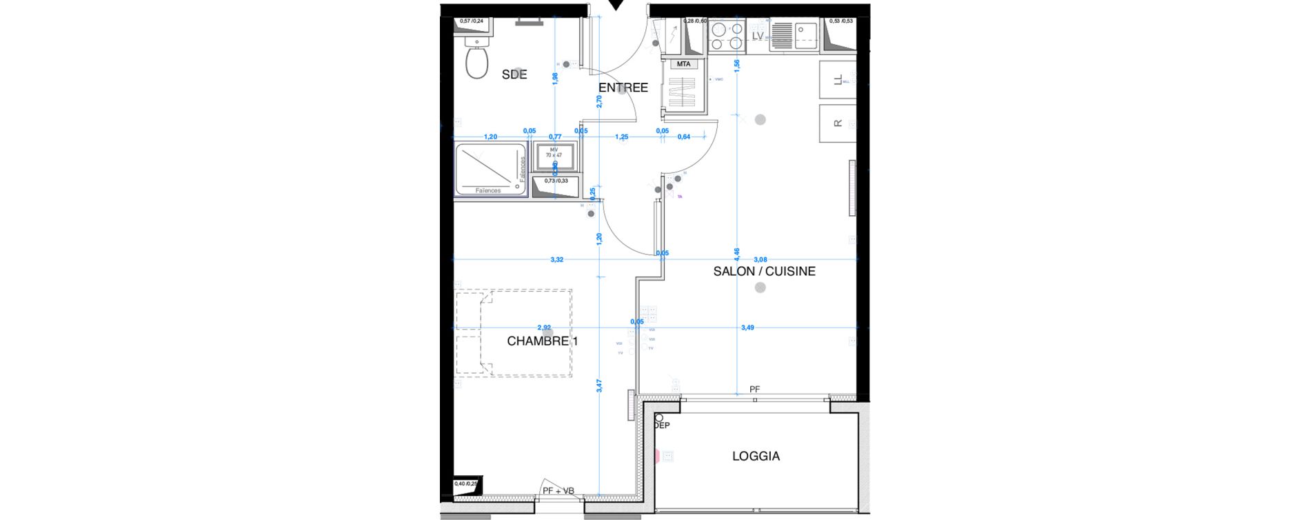 Appartement T2 de 41,40 m2 &agrave; Lormont Bois fleuri