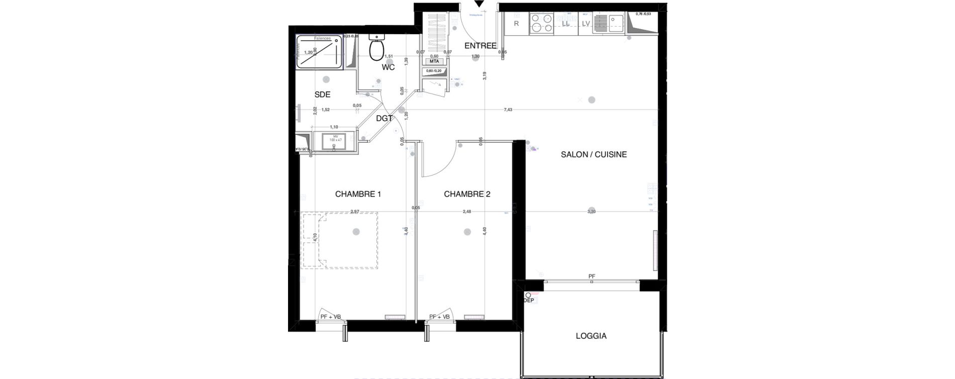 Appartement T3 de 59,90 m2 &agrave; Lormont Bois fleuri