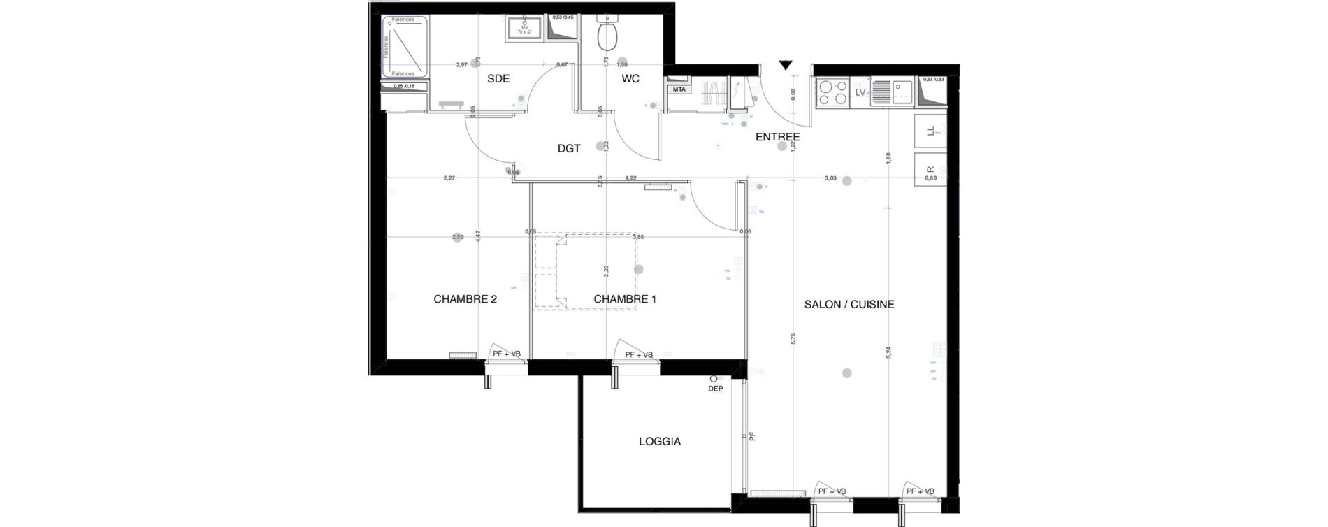 Appartement T3 de 65,30 m2 &agrave; Lormont Bois fleuri