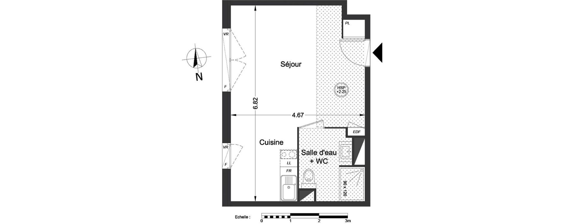Appartement T1 de 30,60 m2 &agrave; Lormont Centre