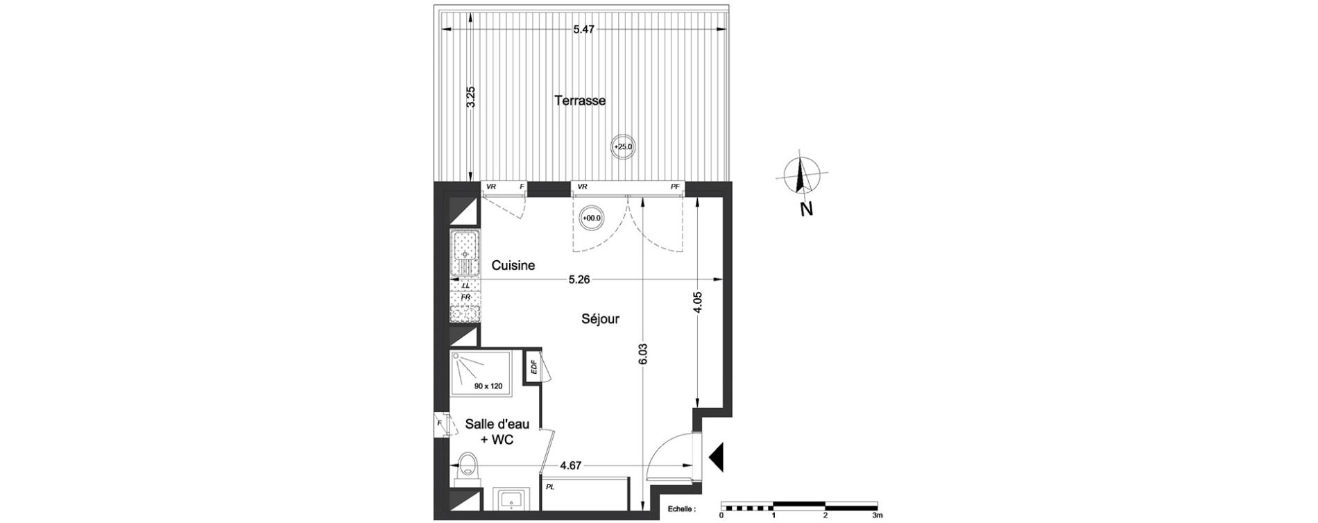 Appartement T1 de 28,70 m2 &agrave; Lormont Centre
