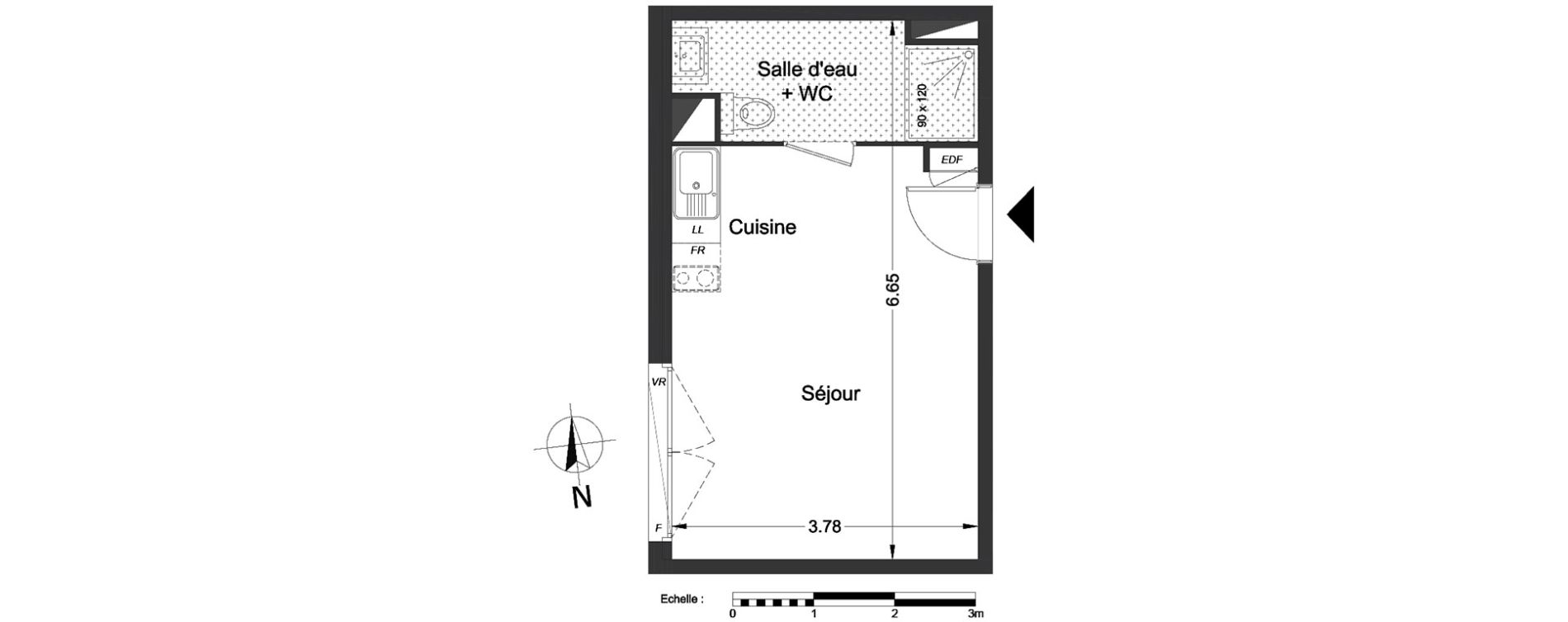 Appartement T1 de 24,10 m2 &agrave; Lormont Centre