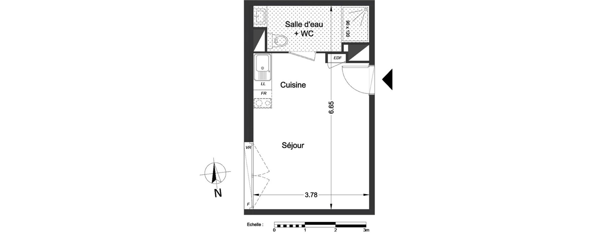 Appartement T1 de 23,80 m2 &agrave; Lormont Centre