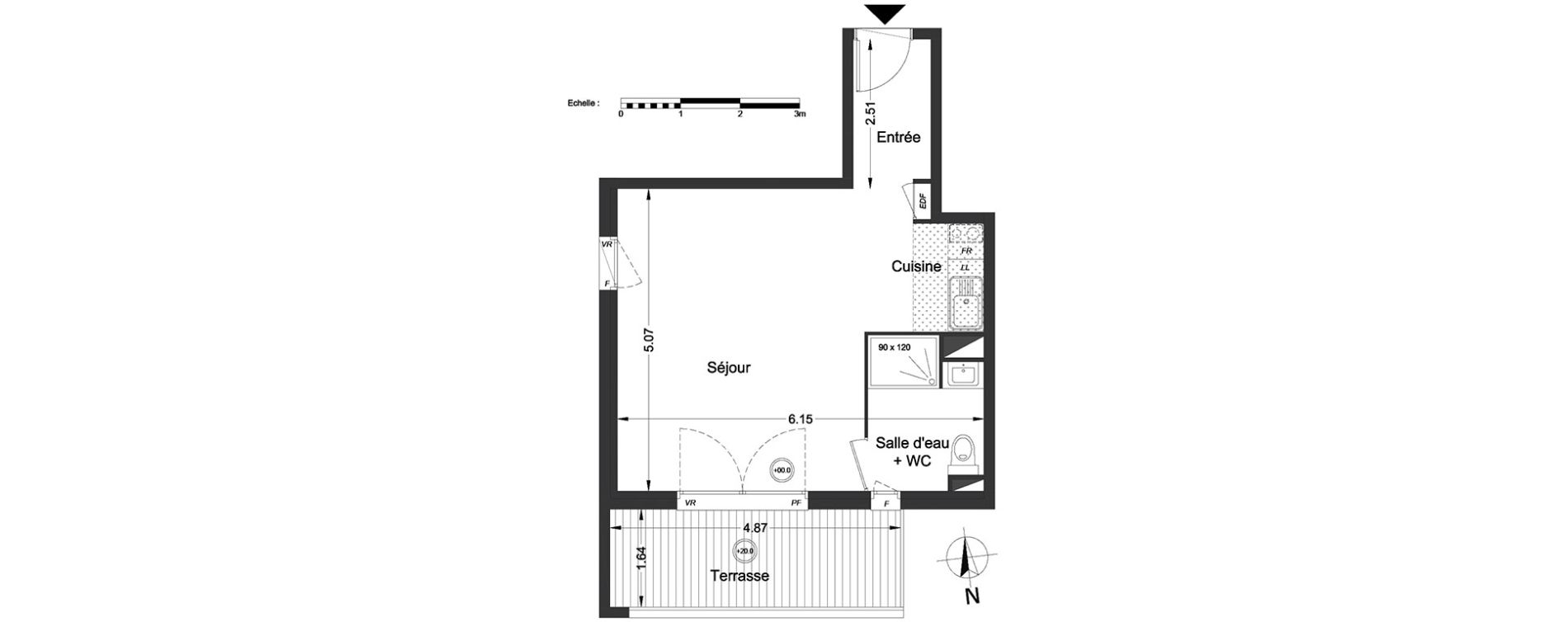 Appartement T1 de 32,90 m2 &agrave; Lormont Centre