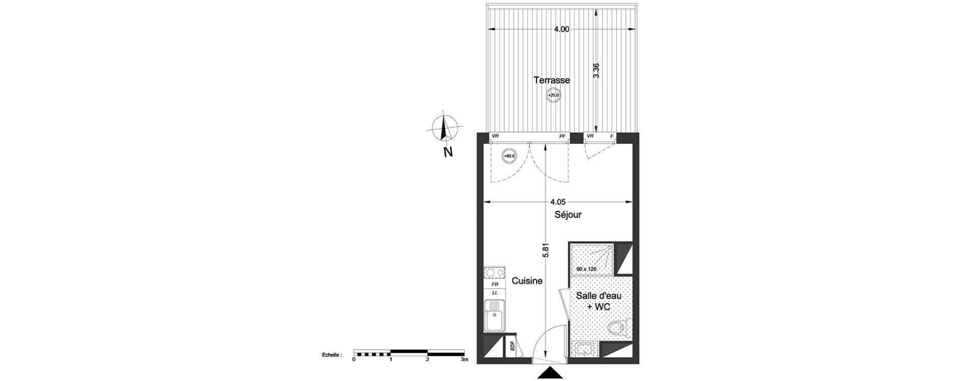 Appartement T1 de 21,80 m2 &agrave; Lormont Centre