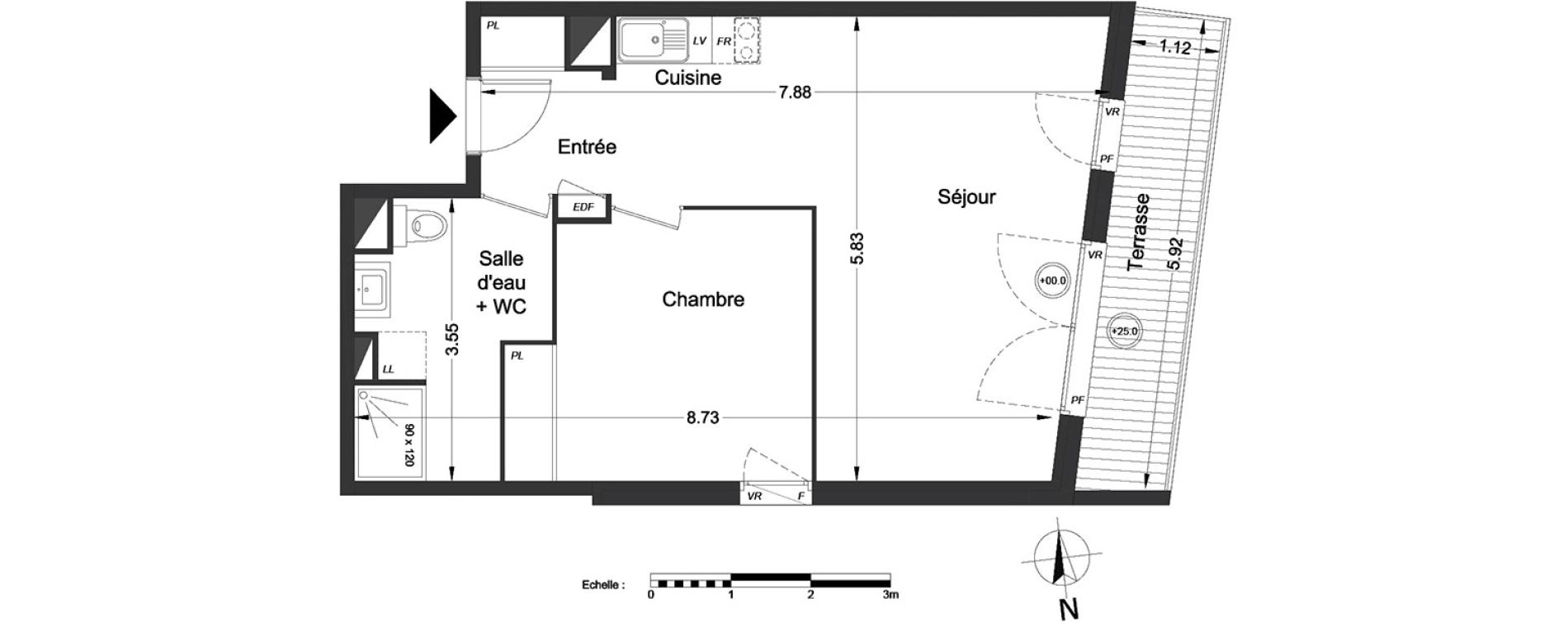 Appartement T2 de 47,60 m2 &agrave; Lormont Centre