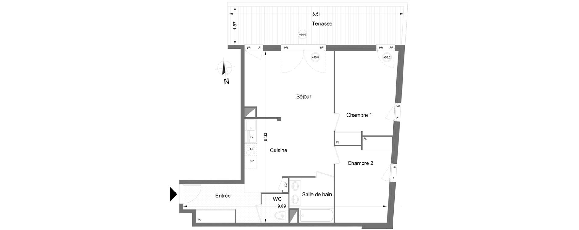 Appartement T3 de 63,10 m2 &agrave; Lormont Centre