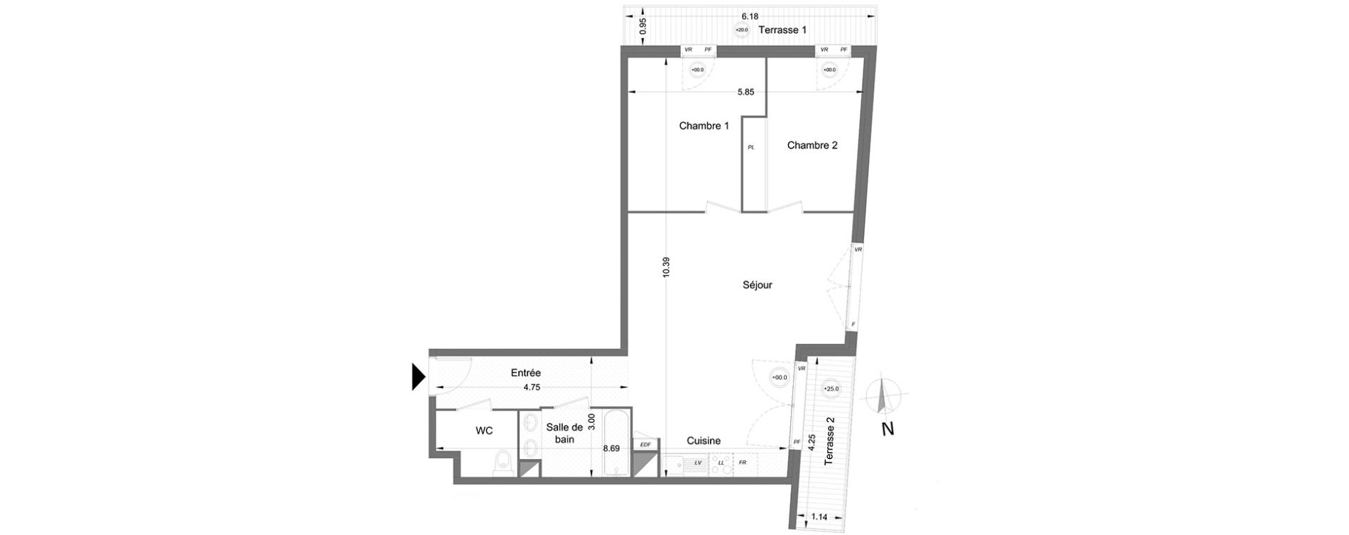 Appartement T3 de 65,10 m2 &agrave; Lormont Centre