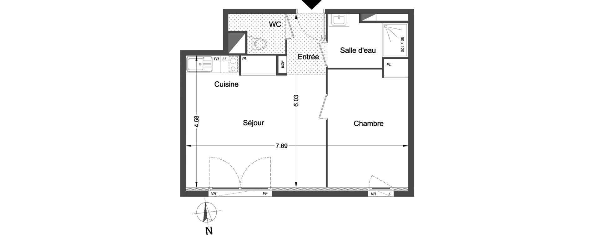 Appartement T2 de 42,20 m2 &agrave; Lormont Centre