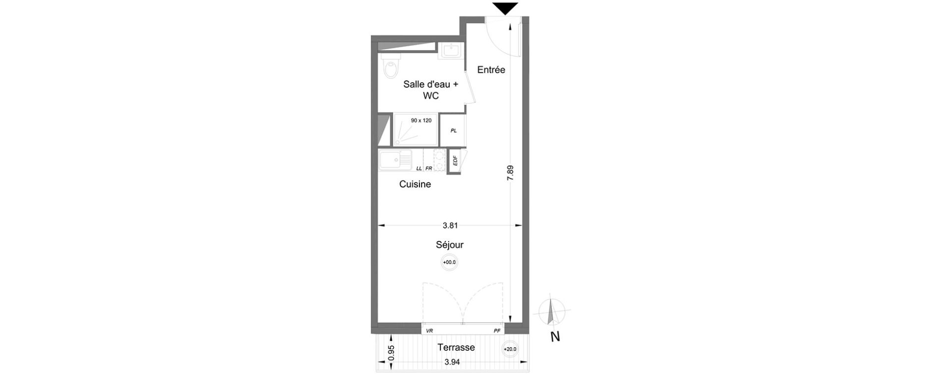 Appartement T1 de 27,60 m2 &agrave; Lormont Centre