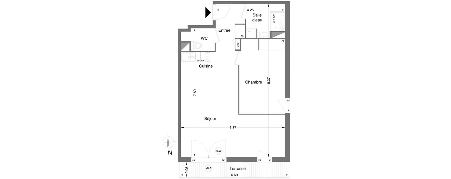 Appartement T2 de 54,60 m2 &agrave; Lormont Centre
