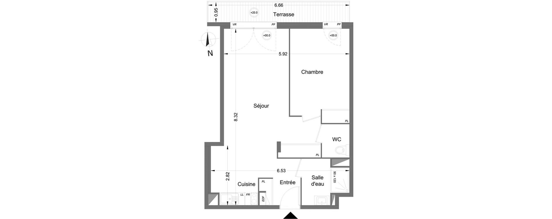Appartement T2 de 48,70 m2 &agrave; Lormont Centre