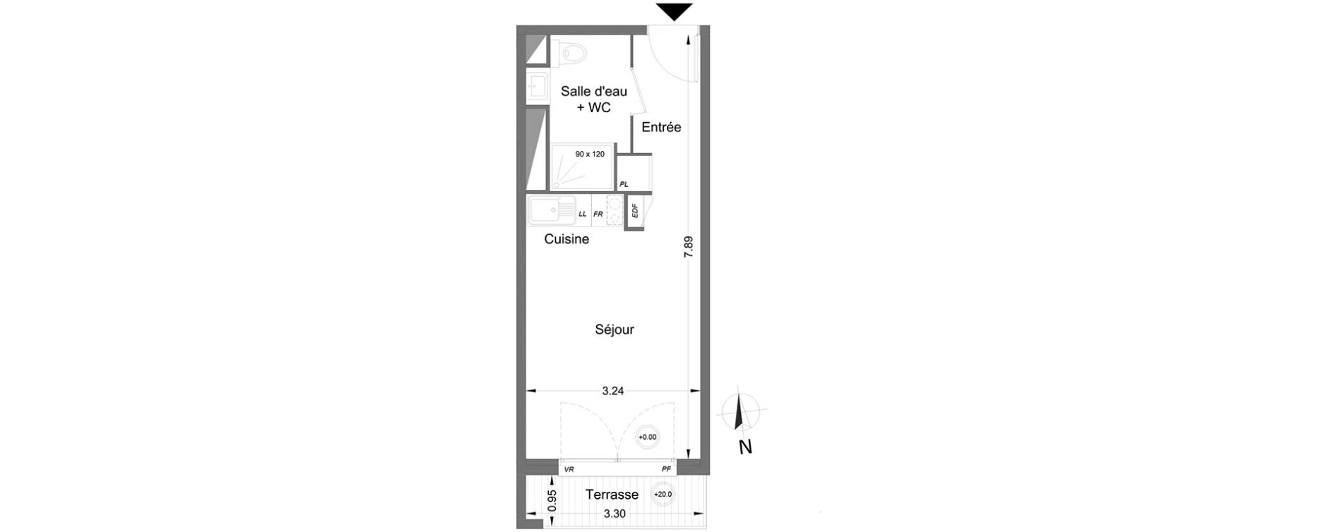 Appartement T1 de 24,00 m2 &agrave; Lormont Centre