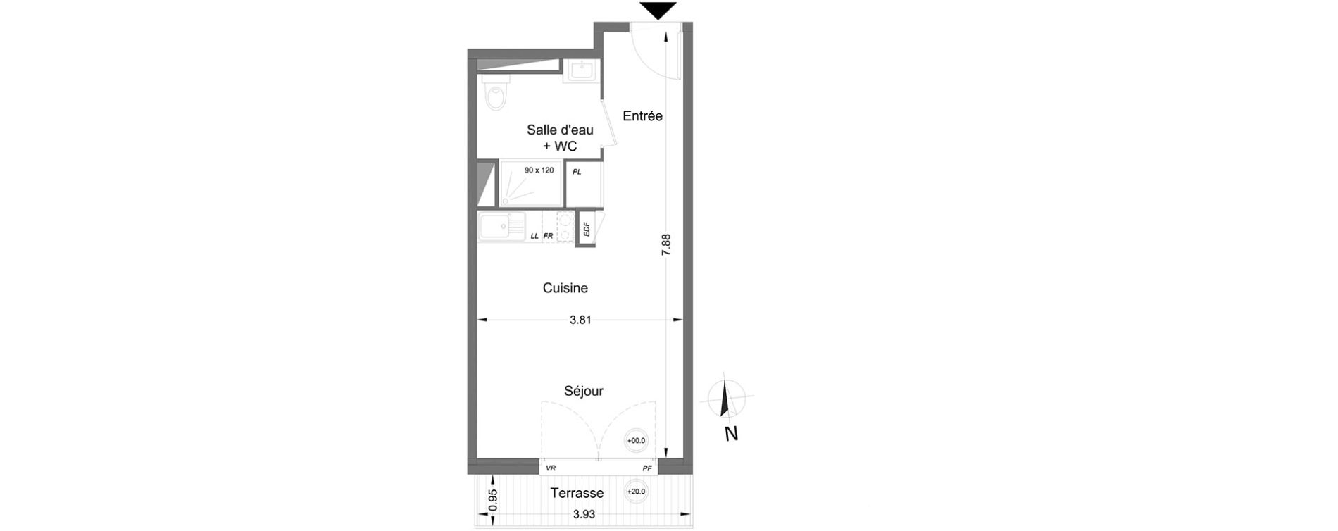 Appartement T1 de 27,50 m2 &agrave; Lormont Centre