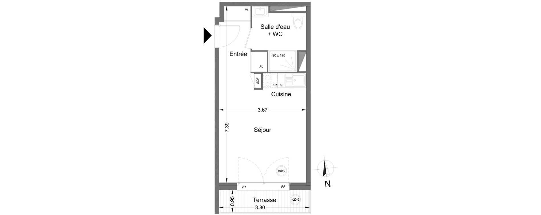 Appartement T1 de 25,55 m2 &agrave; Lormont Centre