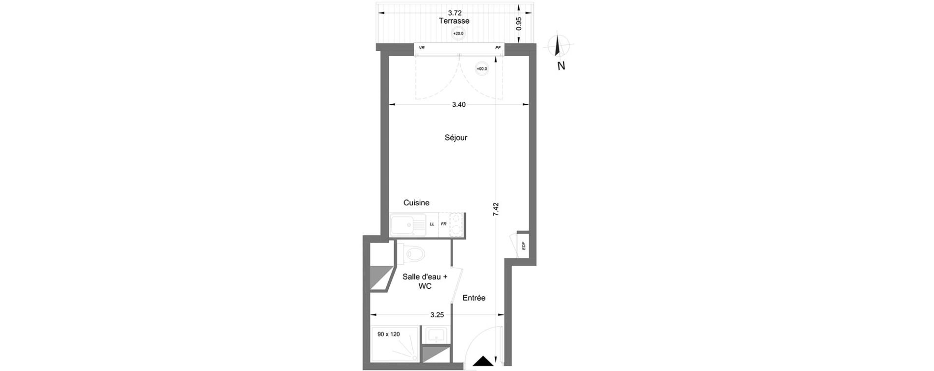 Appartement T1 de 23,50 m2 &agrave; Lormont Centre