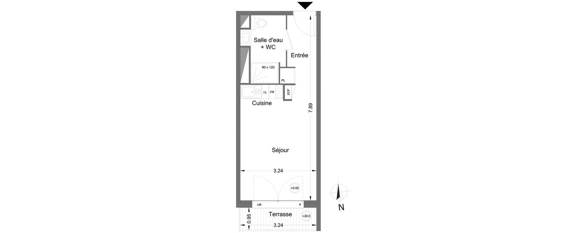 Appartement T1 de 24,00 m2 &agrave; Lormont Centre