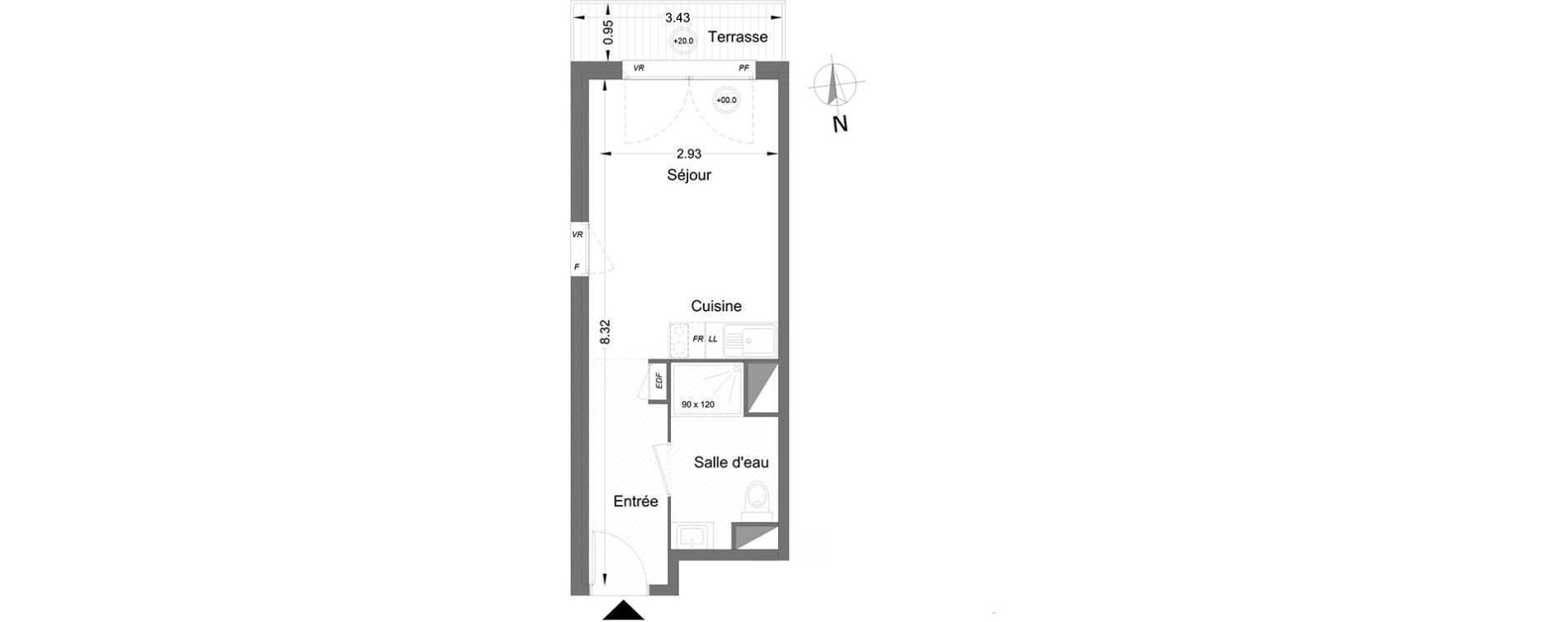 Appartement T1 de 23,60 m2 &agrave; Lormont Centre