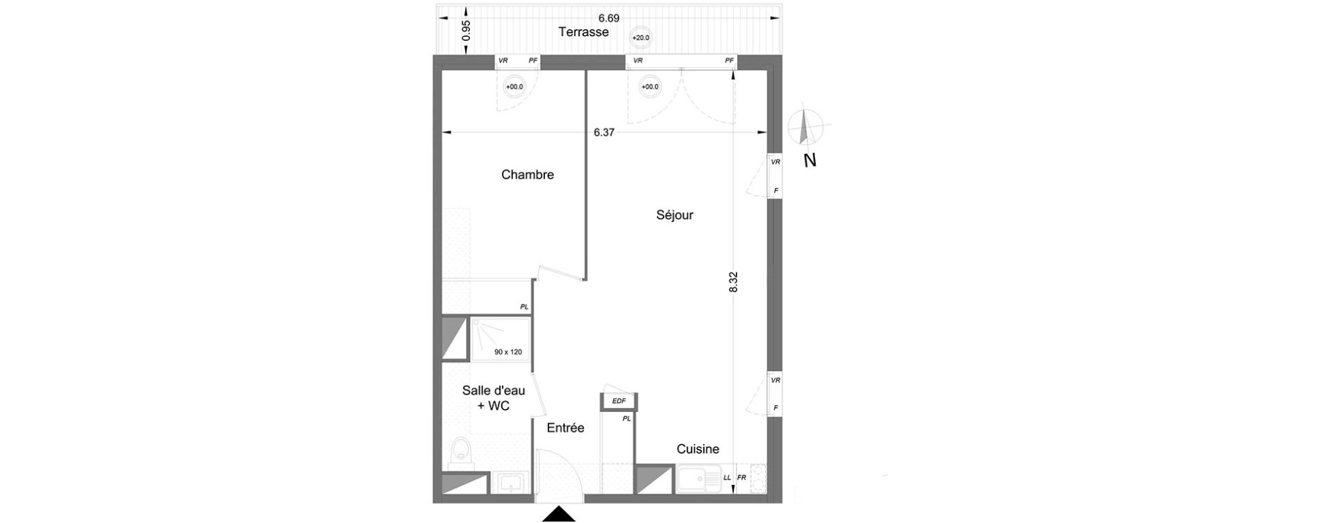 Appartement T2 de 50,80 m2 &agrave; Lormont Centre