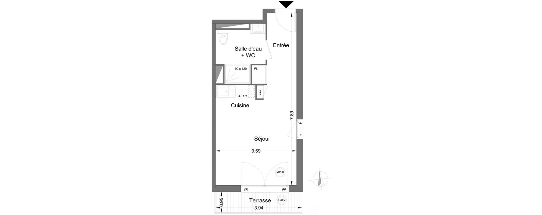 Appartement T1 de 26,70 m2 &agrave; Lormont Centre