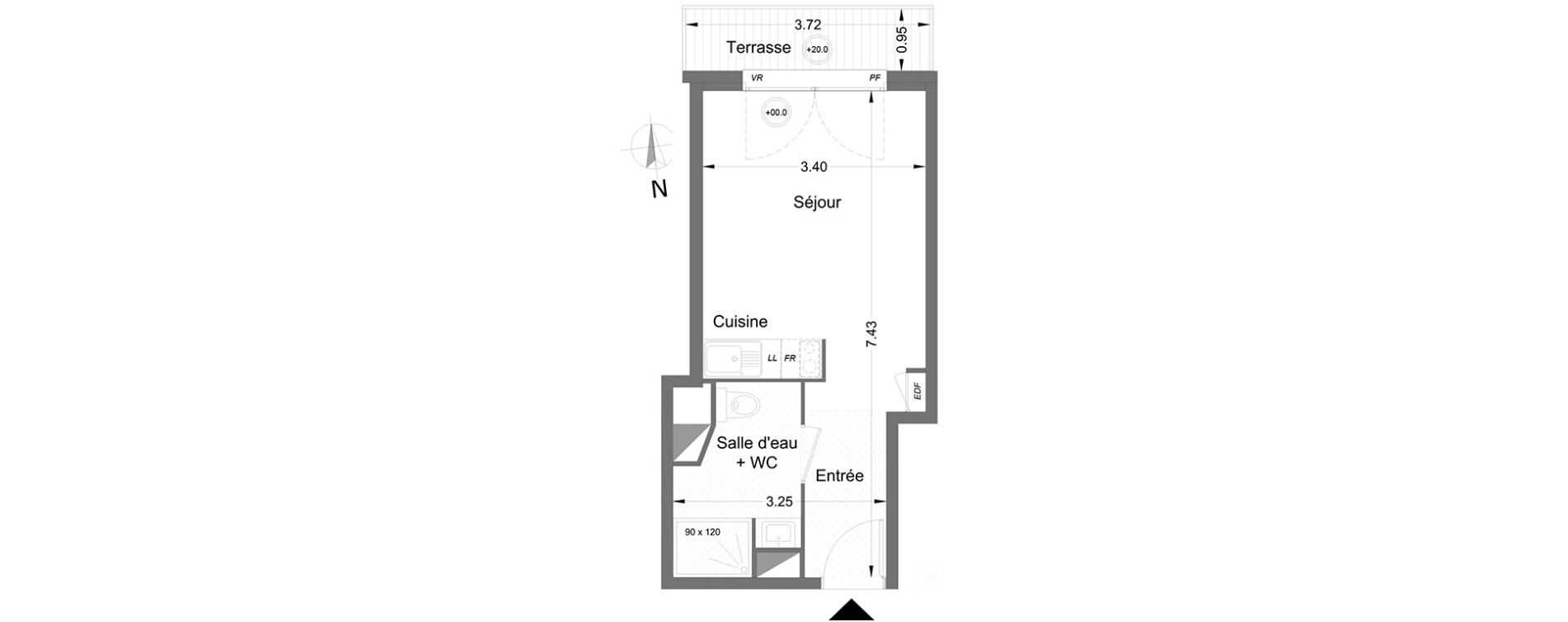 Appartement T1 de 23,50 m2 &agrave; Lormont Centre