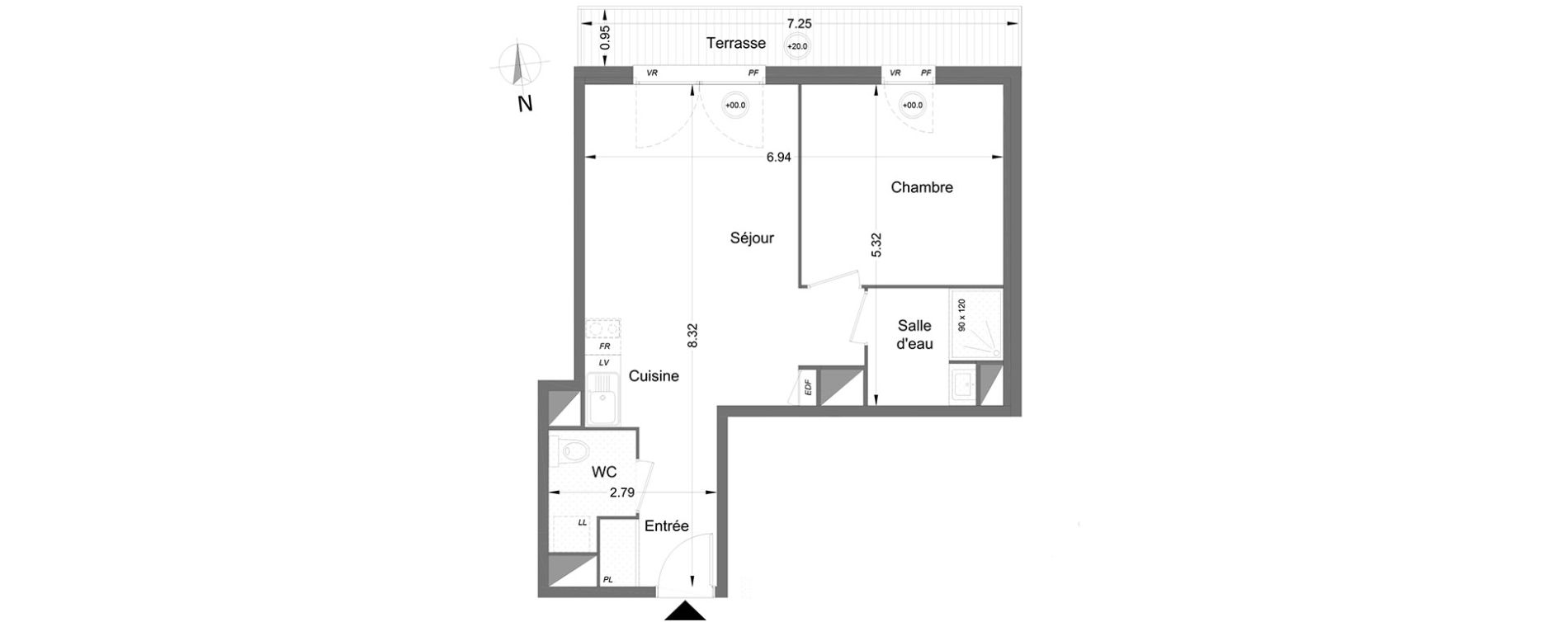 Appartement T2 de 42,70 m2 &agrave; Lormont Centre