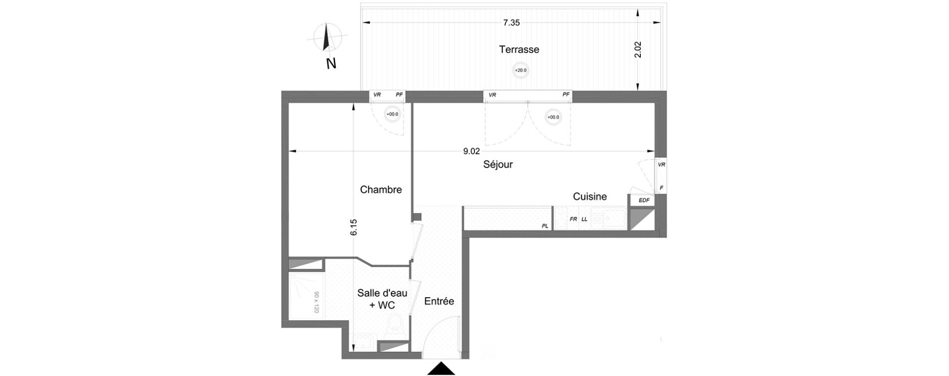 Appartement T2 de 38,40 m2 &agrave; Lormont Centre