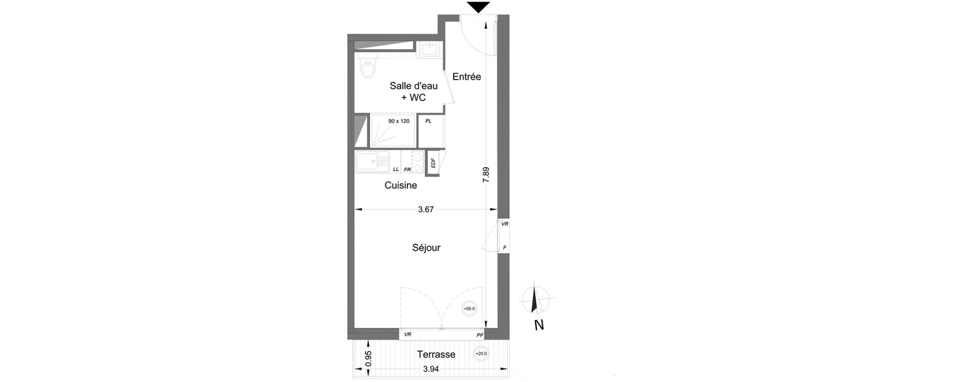 Appartement T1 de 26,60 m2 &agrave; Lormont Centre