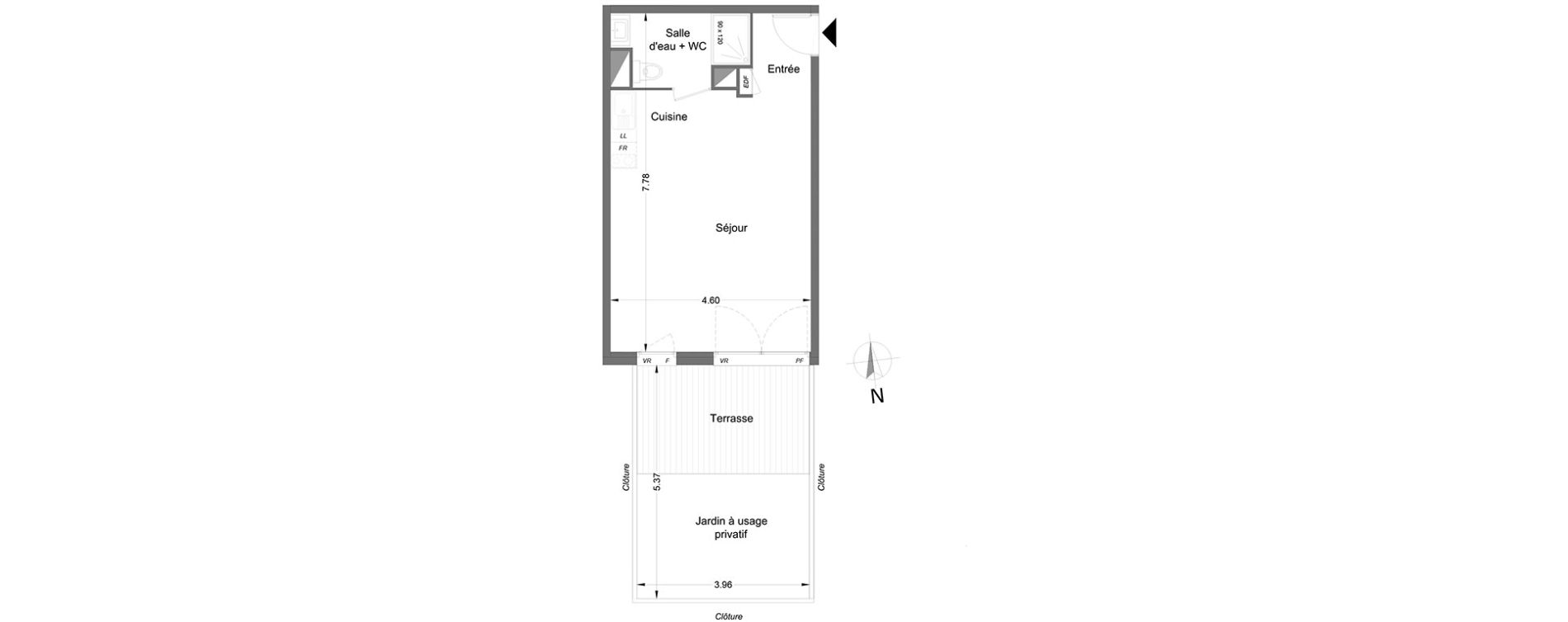 Appartement T1 de 34,50 m2 &agrave; Lormont Centre