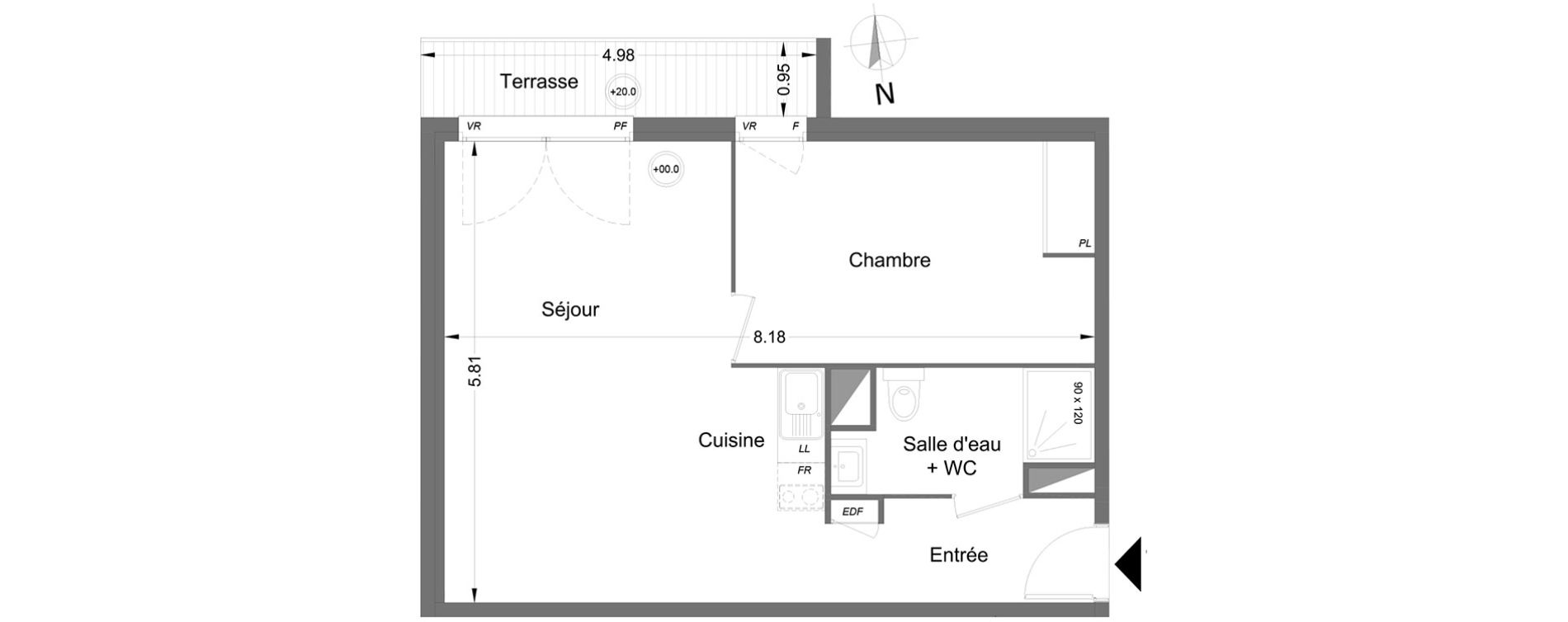 Appartement T2 de 45,80 m2 &agrave; Lormont Centre