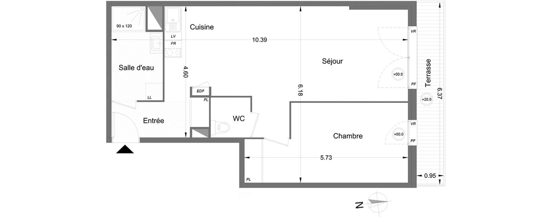 Appartement T2 de 54,80 m2 &agrave; Lormont Centre