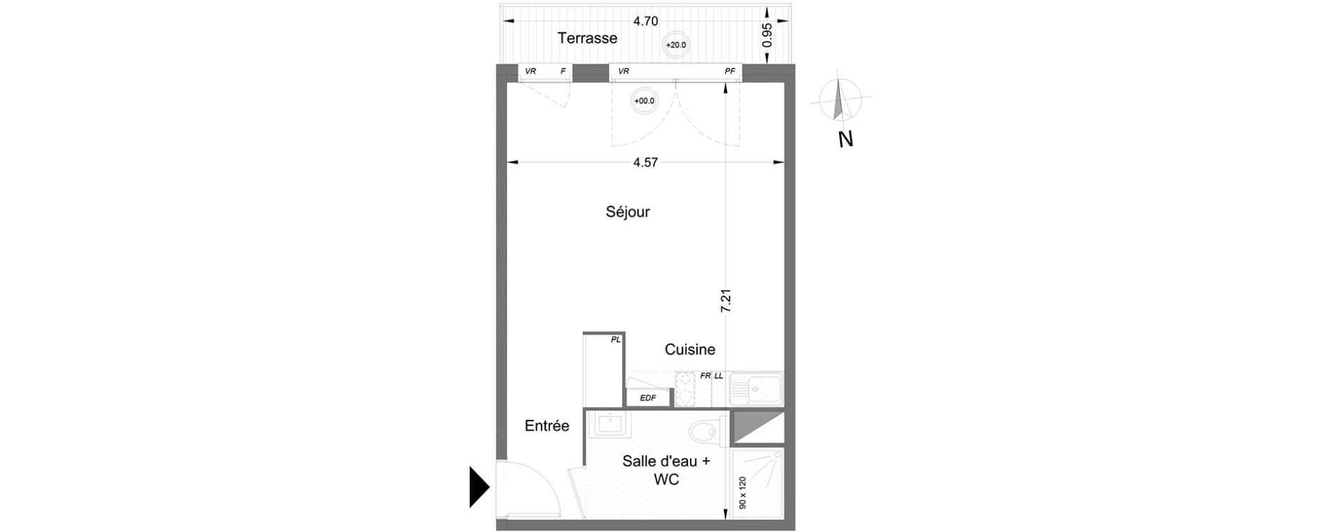 Appartement T1 de 31,90 m2 &agrave; Lormont Centre