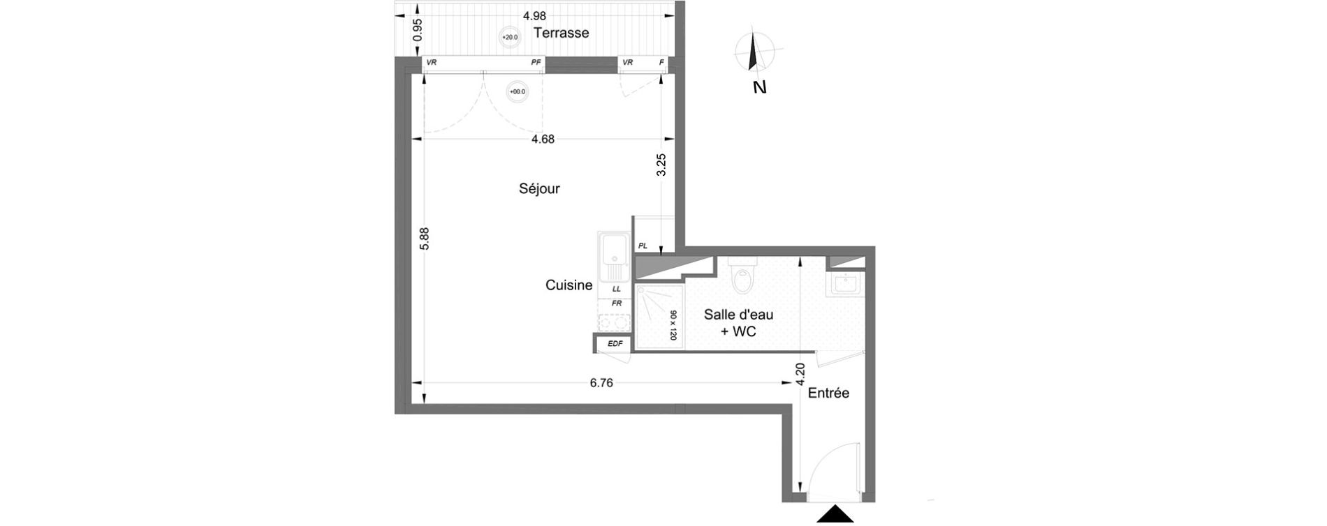 Appartement T1 de 37,10 m2 &agrave; Lormont Centre