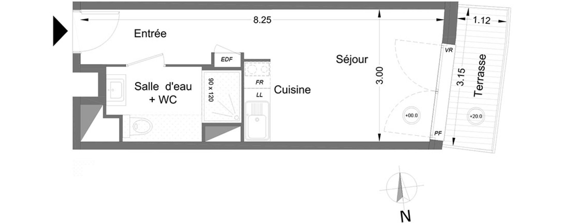 Appartement T1 de 22,10 m2 &agrave; Lormont Centre