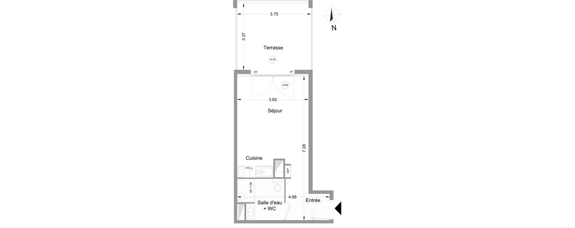 Appartement T1 de 26,20 m2 &agrave; Lormont Centre